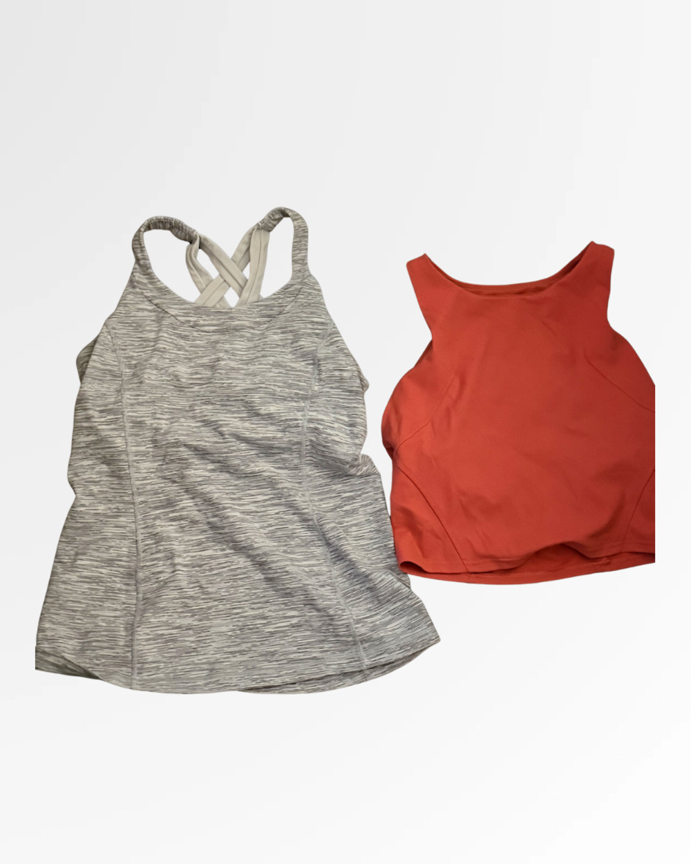 Lululemon Athleisure Tank Top Bundle - Heathered Grey Strappy Tank and Rust Oran